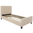 Flash Furniture Tribeca Twin Size Tufted Upholstered Platform Bed - Beige Fabric-Panel Headboard