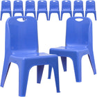 Flash Furniture Plastic Stackable School Chair with Carrying Handle & 11" Seat Height - Blue - 10 Pack-Set of 10 Stacking Student Chairs