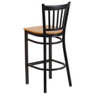 Flash Furniture HERCULES Series Black Vertical Back Metal Restaurant Barstool - Natural Wood Seat - 2 Pack-.625" Thick Plywood Seat