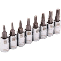 Dynamic Tools 1/4" Drive 8 Piece Standard, Torx Socket Set, T8 - T30-Contains: T8, T9, T10, T15, T20, T25, T27, T30