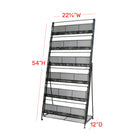 FuTECH Brochure Holder with 6 Pockets - 22.75"W x 54"H - Black-22.75"W x 54"H