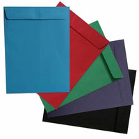 JAM Paper 9 x 12 Open End Catalog Envelopes, Brite Hite Assorted, 50 Pack (8034ASSRTD)-Assortment of Clasp Closure Paper Envelopes: Red, Blue, Green, Purple, and Black