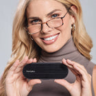 ThinOptics FrontPage Brooklyn Reading Glasses - +1.00 Strength - Tortoise with Milano Black Case-Strength: Every ThinOptics Reader is made of shatterproof, thermo-injection molded, optical-grade polycarbonate.