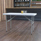 Flash Furniture 24"W x 48"L Granite Plastic Folding Table - White-1.75'' Thick Granite White Table Top