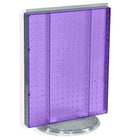 Azar Displays 20" x 16" Pegboard Counter Unit, Purple Translucent (700500-PUR)-Two-sided display stands on a clear plastic revolving base, providing easy customer access