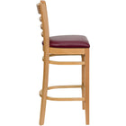Flash Furniture HERCULES Ladder Back Walnut Wood Restaurant Barstool - Burgundy Vinyl Seat - 2 Pack-Burgundy Vinyl Upholstered Seat