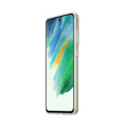 Samsung S21FE Clear Cover-Material: Two materials ramp up the protection that this case provides. A shock-absorbing TPU (thermoplastic polyurethane) bumper wraps around the corners of your phone, and the phone's back is protected from damage with a layer of PC (polycarbonate).*