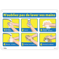 Zenith Pictogram Sign - N'oubliez pas de lavez vos mains - 14" x 20" - Aluminum - 4 Pack-N'oubliez pas de lavez vos main