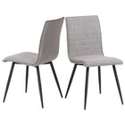 Cathay Importers Fabric Side Chair with Black Steel legs - Grey - 2 Pack-Modern side chair with square shapeback and seat