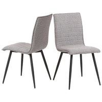 Cathay Importers Fabric Side Chair with Black Steel legs - Grey - 2 Pack-Modern side chair with square shapeback and seat