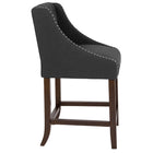 Flash Furniture Carmel 24"H Transitional Tufted Walnut Counter Height Stool with Accent Nail Trim - Charcoal Fabric - 2 Pack-Button Tufted Back