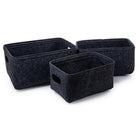Truu Design Felt Storage Baskets, Set of 3, 12 x 16 inches, Dark Grey-Large: 16"L x 8"H x 12"W / Medium: 14.5"L x 8"H x 10.5"W / Small: 12.5"L x 6.75"H x 12.75"W