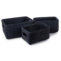 Truu Design Felt Storage Baskets, Set of 3, 12 x 16 inches, Dark Grey-Large: 16"L x 8"H x 12"W / Medium: 14.5"L x 8"H x 10.5"W / Small: 12.5"L x 6.75"H x 12.75"W