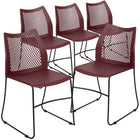 Flash Furniture HERCULES Series Burgundy Stack Chair with Air-Vent Back & Black Powder Coated Sled Base-Set of 5 Multipurpose Stack Chairs