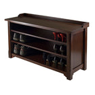 Winsome Dayton Hall Storage Bench with Shelves, Antique Walnut-Plenty of shoe storage with 3 shelves