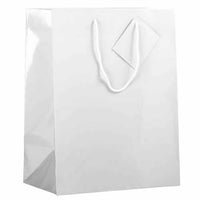 JAM Paper Glossy Gift Bags with Rope Handles - Large - 10" x 5" x 13" - White - 100 Pack-Color: White Glossy: Make your gift stand out with shiny colourful gift bags.