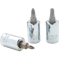 Gray Tools 3/8" Drive No. 3 Phillips Head Socket, Chrome Finish-Size: P3