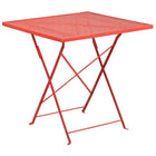 Table de jardin carrée pliante en acier de 28 po et 4 chaises à dossier carré, int/ext, corail [CO-28SQF-02CHR4-RED-GG]-Pour l’intérieur ou l’extérieur