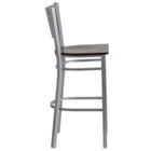 Flash Furniture HERCULES Series Silver Slat Back Metal Restaurant Barstool - Walnut Wood Seat-Slat Back Design