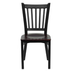 Flash Furniture HERCULES Series Black Vertical Back Metal Restaurant Chair - Mahogany Wood Seat - 2 Pack-Set of 2 Metal Dining Chairs