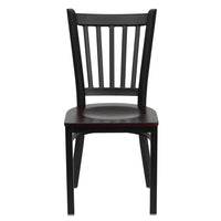 Flash Furniture HERCULES Series Black Vertical Back Metal Restaurant Chair - Mahogany Wood Seat - 2 Pack-Set of 2 Metal Dining Chairs