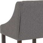 Flash Furniture Carmel Series 24" High Transitional Walnut Counter Height Stool with Accent Nail Trim - Dark Grey Fabric-Curved Nailhead Trimmed Arms