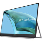 ASUS 24" ZenScreen Portable USB-C Monitor - MB249C-Multiple stand options and accessories, including an integrated carrying handle/kickstand, height-adjustable C-clamp with Z-axis adjustment, and partition hook kit for flexible placement