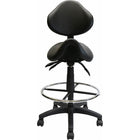 Nicer Furniture Saddle Drafting Chair - Black-Faux Leather