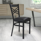 Flash Furniture HERCULES Series Black "X" Back Metal Restaurant Chair - Black Vinyl Seat - 2 Pack-18 Gauge Steel Frame