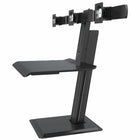 Rocelco Triple Monitor Height-Adjustable Workstation With USB Charge Port - Black-27.25" W x 19.75" D desktop with enhanced vertical range adjustment from 1.5" to 19"