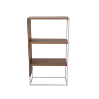 J&R Home Collection Milo Collection 3-Tier Bookshelf - IF-SH251-Light brown 3D Laminated veneer and industrial white powder-coated metal frame