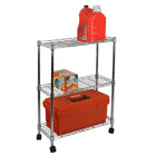 Oceanstar AUS1477 3-Tier Shelving All-Purpose Utility Cart, Chrome-3 shelves with raised borders to prevent objects from falling or rolling off