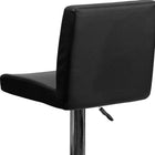 Flash Furniture Contemporary Black Vinyl Adjustable Height Barstool with Panel Back & Chrome Base-Swivel Seat