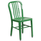 30'' Round Green Metal Indoor-Outdoor Table Set with 4 Vertical Slat Back Chairs [CH-51090TH-4-18VRT-GN-GG]-4