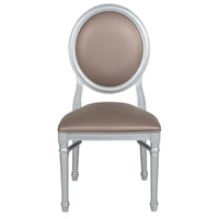 Flash Furniture HERCULES Series King Louis Chairs with Taupe Vinyl Back & Seat & Silver Frame - 2 Pack-Set of 2 Classic Styles