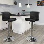 Flash Furniture Contemporary Black Vinyl Adjustable Height Barstool with Rolled Seat & Chrome Base-CA117 Fire Retardant Foam