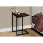 Monarch Specialties 3635 Accent Table - 25"H/Espresso/Black Metal-Sturdy black metal base rises above the tabletop to form a handle that can be used to carry this lightweight table as needed in a living room or bedroom, or any room in need of a small side table
