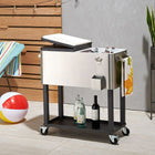 TRINITY 100-Quart Stainless Steel Cooler with Shelf (TXK-0804)-4 Swivel Wheels: 3" x 1" - (2) locking, (2) non-locking