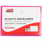 JAM Paper Plastic Envelopes with Hook & Loop Closure - Index Booklet - 5.5" x 7.5" - Fuchsia Pink - 12 Pack -Quantity: 12 per pack