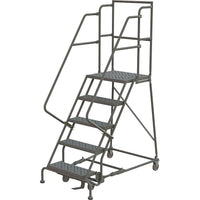 Tri-Arc Manufacturing Deep Top Step Rolling Ladder, Platform Height: 50", No. of Steps: 5, Step Width: 24" (KDSR105246-D2)-No. of Steps: 5