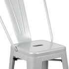 Flash Furniture Commercial Grade 24" High Silver Metal Indoor-Outdoor Counter Height Stool with Back-Cross Brace under seat provides extra stability