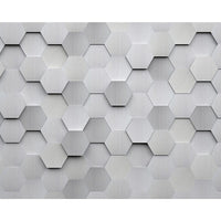 ohpopsi Metal Hexagons Wall Mural, Grey-Printed on nonwoven material