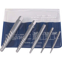 Cleveland, Screw Extractors - Screw Extractor Set In Fold-Up Pouch, 5 Pieces, High Carbon Steel - 3 Pack-Qty/Pk - 3