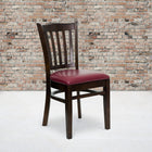 Flash Furniture HERCULES Series Vertical Slat Back Walnut Wood Restaurant Chair - Burgundy Vinyl Seat-2.5'' Thick Foam Padded Seat