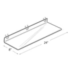 Azar Displays 24" x 8" Acrylic Shelf For Pegboard/Slatwall, Clear, 4 Pack (556008)-2"H x 24"W x 8"D, 0.1875"T