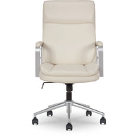 Elle Décor Lisette Ellegant Office Chair - 25-1/2" W x 29" D x 40-3/4"-44-1/2" H - Ivory-Upholstered Ultra Soft Alpine Ivory PU