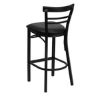 Flash Furniture HERCULES Series Black Two-Slat Ladder Back Metal Restaurant Barstool - Black Vinyl Seat - 2 Pack-2.5" Thick Foam Padded Seat