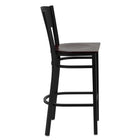 Flash Furniture HERCULES Series Black Circle Back Metal Restaurant Barstool - Mahogany Wood Seat - 2 Pack-Mahogany Finished Wood Seat