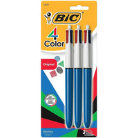 BIC 4-Color Ballpoint Pens Retractable – 1.0mm – 3 Pack-4-Color convenience in one pen