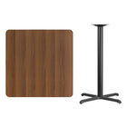 Flash Furniture 36'' Square Walnut Laminate Table Top with 30'' x 30'' Bar Height Table Base, Black (XUWA3636T3030B)-Walnut Laminate Top